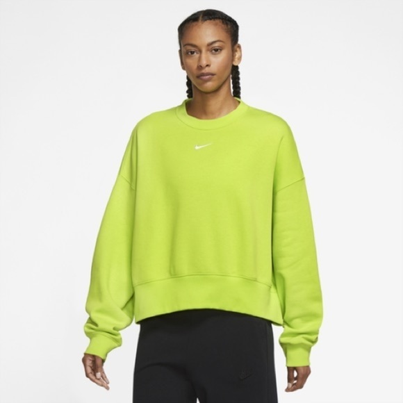 NIKE Lime Green Middle Swoosh Crewneck L - Picture 2 of 6